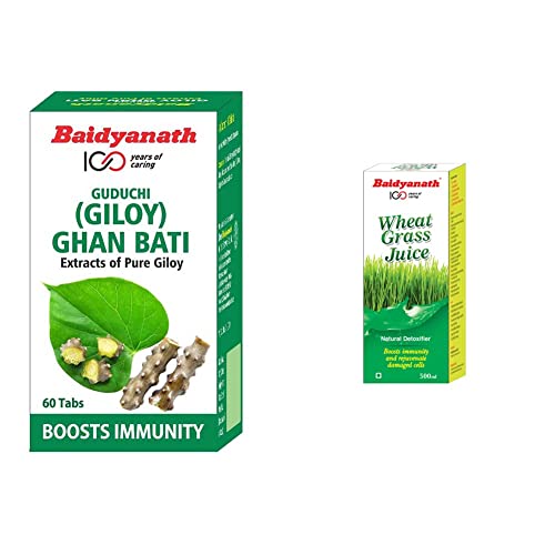 Baidyanath Guduchi (Giloy) Ghan Bati - 60 Tablets (pack of 2) & Baidyanath Wheatgrass Juice - Natural, Herbal Detoxifier - 500ml (B08GC2FZ7M) Amazon Price History, Amazon Price Tracker