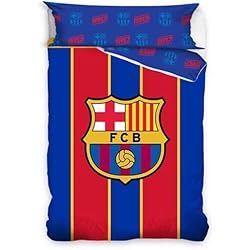 Funda Nordica Barcelona HM'S HOME'SECRET - Funda Nórdica FC Barcelona 2021 2 Piezas. Escudo Centrado. 100% Algodón (Cama 90)