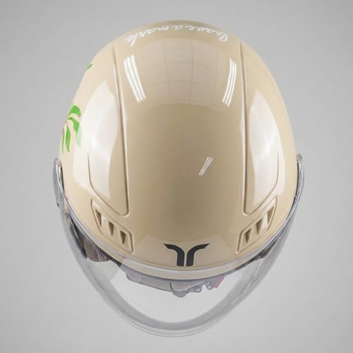 Image of TVARRA Lilt Women's Open Face Helmet for Scooty | Lightweight 750g | Stylish Designer Half Face Helmet with Clear Visor | Designed for Ladies & Girls | ISI Certified (Sandy Beige,S)