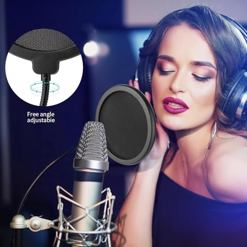 Professioneller Mikrofon-Pop-Filter-Schutz, Mikrofon-Windschutz-Schild mit Blue Yeti und jedem anderen Mikrofon kompatibel, doppellagiger Wind-Pop-Schutz mit flexiblem 360