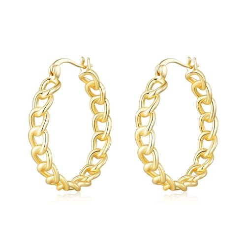 Image of Philip Jones 18k Gold Plated Link Hoop Earrings