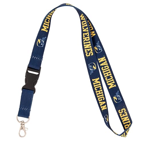 Desert Cactus University of Michigan UM Wolverines Blue Hail Lanyard Car Keys ID Badge Holder Keychain Detachable Breakaway Snap Buckle (Lanyard D)
