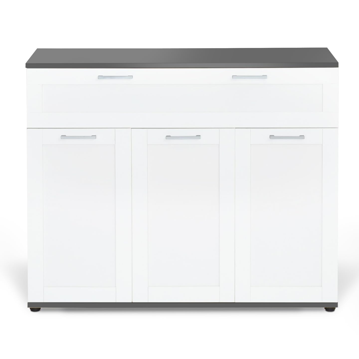 IDMarket - Aparador de 100 cm Vito, 3 puertas y 1 cajón, placa blanca y gris