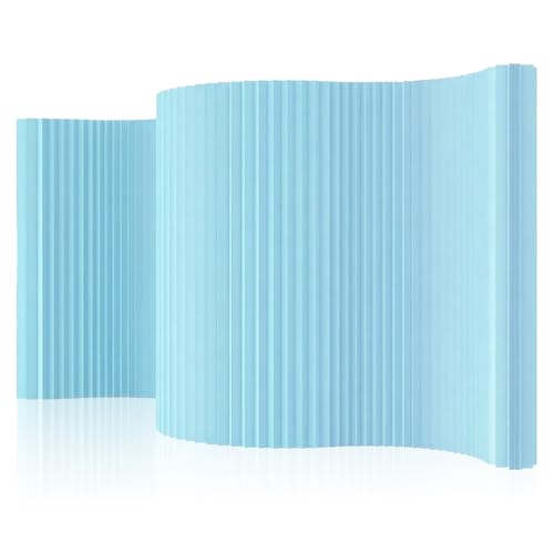 折りたたみ式 自立式 ペーパーパーテーション 組み立て不要 ポータブル 頑丈構造 おしゃれ 部屋 間仕切り オフィス 仕切り壁 サロン 店舗 背景 シンプル 現代風 (水色, 高さ1.5m*長さ3m)
