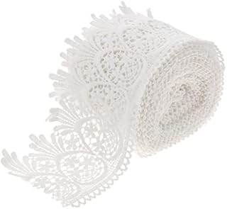 Milisten 4.5m Floral Lace Ribbon Trimming Embroidered Edge Trim Ribbon Cream Lace Fabric Ribbon for Sewing Wedding Clothing Craft Supply (7.3cm)
