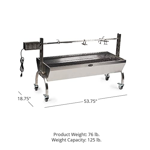 Titan Great Outdoors 25W Stainless Steel Rotisserie Grill, Rated 125 Lb, Bbq Spit Roaster #TOP1