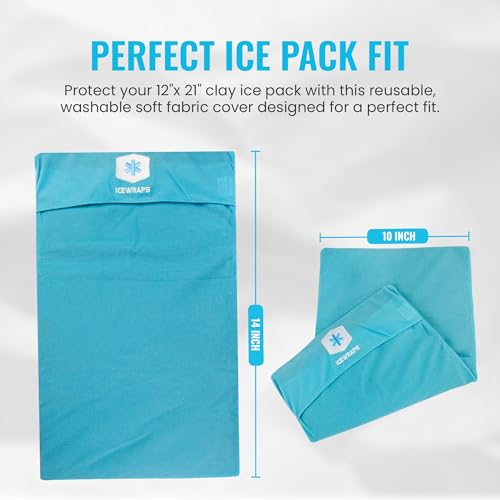 Image of ICEWRAPS Fabric Cover for 10 x 14 Clay Pack, Reusable Ice Pack Cover - Blue | Oversize Clay Pack - Soft Reusable ice pack cover, Durable ice pack holder, Custom-Fit Sleeve, Machine Washable, Lightweight