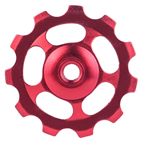 11T Aluminum Sealed Bearing Wheel Rear Derailleur Pulley, Wearable Bicycle Shift Guide Wheel, Durable Bicycle Rear Derailleur Pulley Guide Wheel Fits for Almost All Mountain Bike, Red