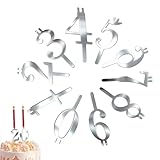 Juego Portavelas Digital Pastel Cumpleaños 10 Piezas,Soporte De Acero Inoxidable del 0 Al 9, Ado rnos para Tartas De Plata para Aniversarios Y Celebraciones Importantes