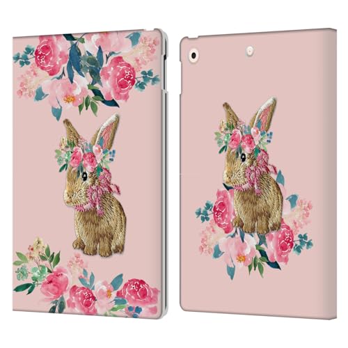 Étui portefeuille iPad 10.2 Monika Strigel Lapin Fleur en cuir de protection