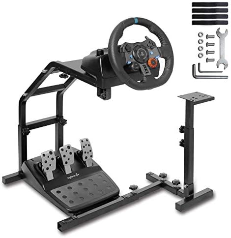 Minneer Racing Wheel Stand with V2 Assist Recreation Assist Stand Up Simulation Driving Cockpit for Logitech G29, G27, G25, G920, All Thrustmaster Racing Simulator Wheel Stand With out Wheel and Pedals