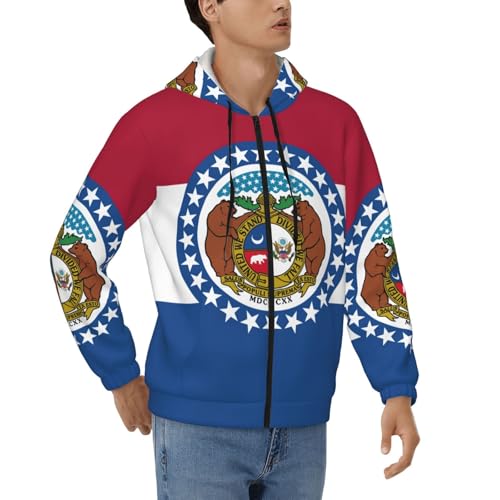Veste à capuche thermique Missouri State Flag pour homme idéale en plein air