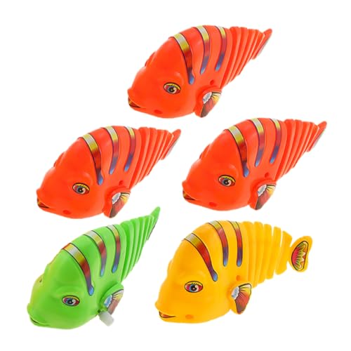 YARNOW 5pcs Cartoon Swinging Fish Wind Up Wiggle Fish Bath Safe Plastic Material Fun for Present for Birthdays Holidays