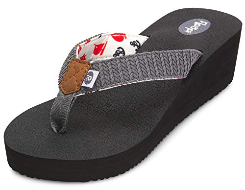 Image of Floopi High Heel Wedge Sandals for Women-Comfort Yoga Mat Footbed for Support, Flip Flop Thong Platforms for Summer