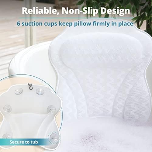 Bath Pillow Bathtub Pillow Back Neck Support Pillow, Spa Cushion for Tub, Relaxing Headrest Bath Pillow, Portable Washable Bathtub Accessories with 3D Air Mesh Thick Soft Bath Pillow (Deluxe): Pillow - Deluxe