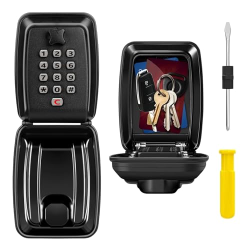 MEETOZ Lock Key Safe Wall Mounted, Waterproof Police Approved Lockbox, 12-Digit Combination Keysafe Lockbox for Home Garage Office Warehouse