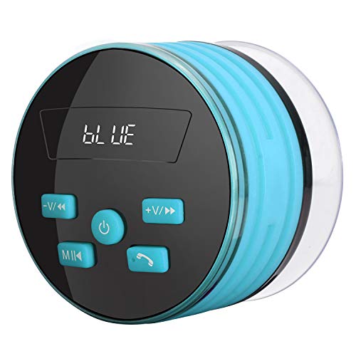 Shower Speaker Radio with Bluetooth, IPX7 Waterproof Portable Wireless Speaker with LED Mood Lights, Suction Cup, 5W Driver, Buit-in Mic, Hands-Free(Blue)