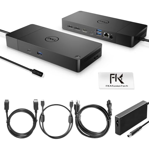 Dell WD19S 180W Docking Station, Performance Dock WD19S - 3 Year Warranty, with 180W Power Adapter + 130W Power Delivery + HDMI Cable + DisplayPort Cable + USB-C Cable, New
