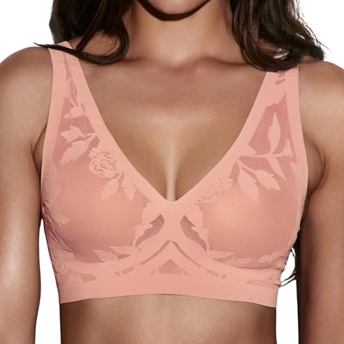 Image of EBY Sheer Mesh Bralette for Women Seamless Wireless Bra with Support - Without Metal Wire