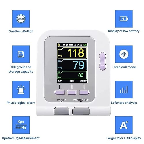 Cyfrowy weterynaryjny ciśnieniomierz, automatyczny pomiar elektroniczny sphygmomanom z 3 mankietami, stacjonarny sprzęt weterynaryjny do pielęgnacji psów / kotów / zwierząt domowych