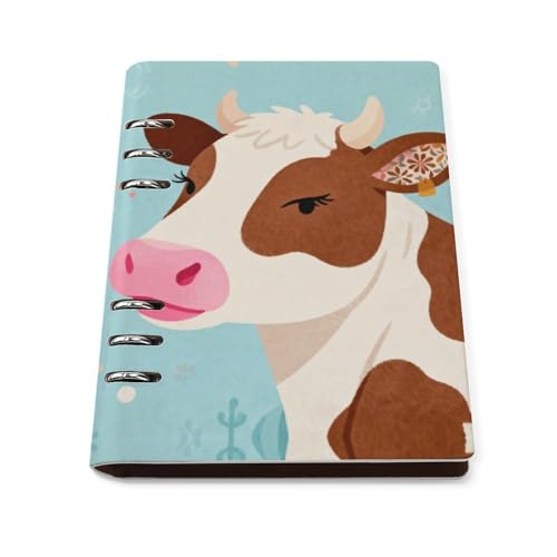 Carnet étanche rechargeable A5 protège-cahier similicuir motif vache à lignes