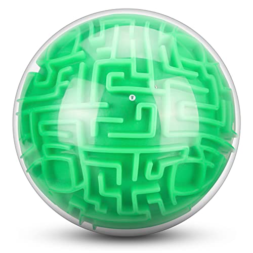 Maze Ball 3D Maze Puzzle Brain Teasers Games Gravity Plastic Handheld 3D Maze Ball 4 Inches Puzzle Toy Maze Puzzle Cube Ball Sphere Educational Toys For Students Teens Adults (Green) #TOP25