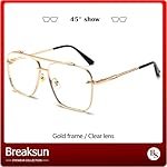 Oversized Square Aviator Sunglasses for Men Women Fashion Metal Frame Aviator Sun Glasses Tinted Lens - Image 3