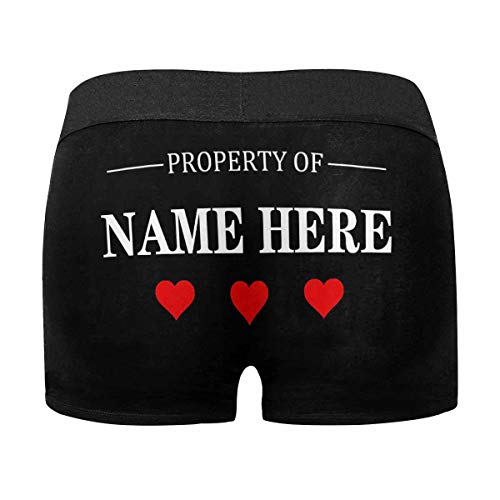 Artsadd Custom Men's Boxer Briefs, Personalized Property Of Name Underwear, Funny Gift for Men Black