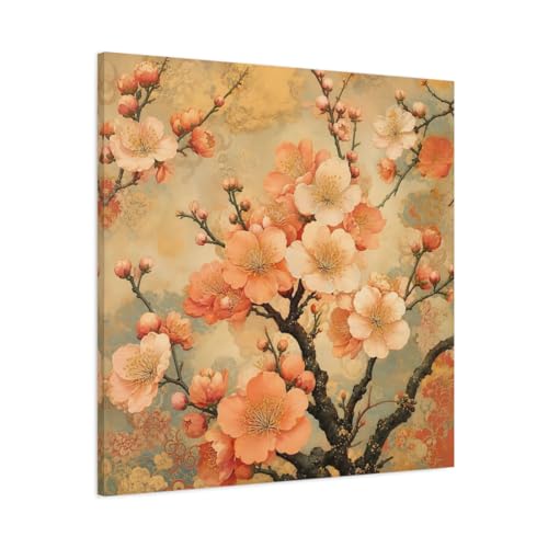 Toile fleurs de cerisier au-dessus de la console pour entrée élégante