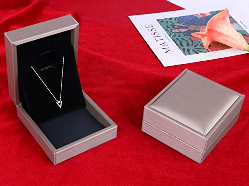 Sdoot Necklace Pendant Box, 4 Pack Pu Leather Jewelry Box, Gold Gift Boxes, Earring Storage Case For Proposal, Engagement, Wedding #TOP4