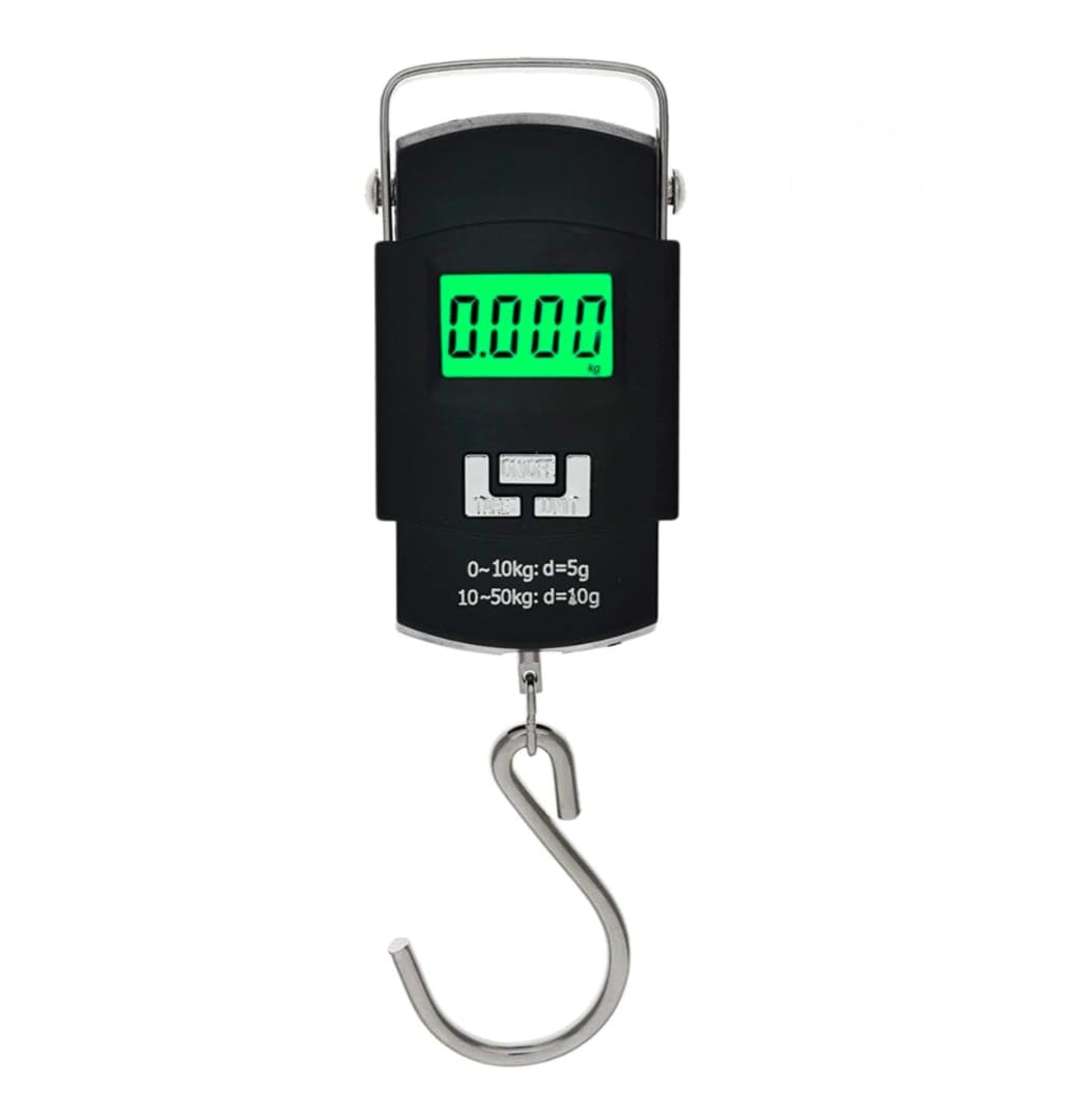 Portable Digital 50Kg Hanging Weighing Scale | High-Precision Luggage Scale with Metal Hook | LCD Display Portable Weight Machine for Travel, Fishing, Home & Industrial Use (Black)