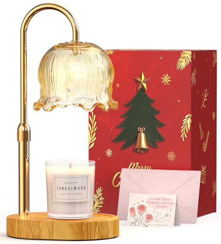 Candle Warmer Lamp with Timer Gifts for Mom, Adjustable Height Vintage Wax Warmer Lamp for Scented Candles Modern Farmhouse Decor, House Warming Gifts New Home Essentials