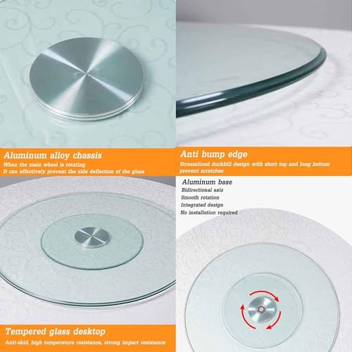 Plateau de service pivotant et lisse Lazy Susan rotatif en verre transparent de banquet