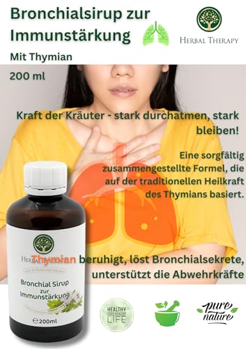 Bronchial Sirup zur Immunstärkung 200 ml – pflanzlicher Sirup mit Thymian – Nahrungsergänzungsmittel für Atemwege & Abwehrkräfte