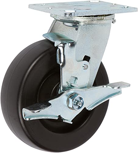 ICON Caster Wheels 6" x 2" PHN Heavy Duty Industrial Casters, Top Plate 4" x 4.5", Black, 2 Rigid 2 Swivel w/Top Lock Brake, Non-Marking Phenolic Wheel, Load Capacity 4800 lbs. per Set (4-Pack) by ICONCASTERWHEELS - Image 2
