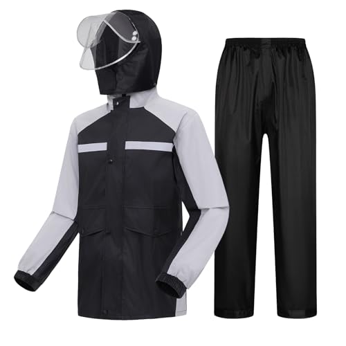 Combinaison imperméable de moto légère et coupe-vent avec capuche ajustable homme
