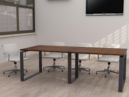 Miniatura 2 de Duófic Mesa De Reuniones, Conferencias Y Oficinas. Estructura Metálica Con Marco Cerrado Color Gris Grafito 240x100 . Fabricado En España. Envio A Toda La Península. Nogal.