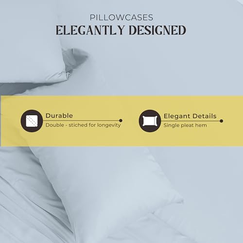 Mayfair Linen 100% Egyptian Cotton Sheets California King Size - Luxury 1000 Series Grandiose Collection Cal King Sheets (6 PC, Light Blue), 16" Deep Pocket Sateen Soft, Cooling Hotel Bed Sheet Set by Mayfair Linen - Used condition - Image 8
