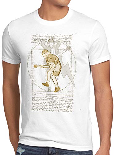 Photo de style3 Angus de Vitruve T-Shirt Homme Young Hard Rock da Vinci, Taille:5XL, Couleur:Blanc