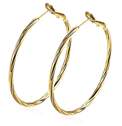Large Rounded Fashion Jewelry Hoop Earrings White Gold Plated Best Gift for Woman and Girls Borong(44mm Diameter)