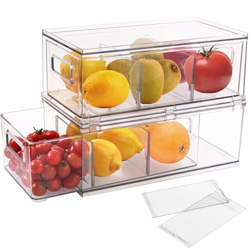 3.7QT Refrigerator Fridge Organizers Storage Bin with Pull-out Drawer,2 Pcs - image 1