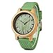 BOBO BIRD Mens Womens 44mm Neutral Bamboo Wooden Watch Unisex Japan Analog Quartz Green Silicone Strap Sports Casual Watches with Gift Box