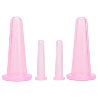 Vista 1 de AKOAK Juego de 4 tazas (2 grandes y 2 pequeñas) de silicona natural, adecuadas para cuerpo, cara, cuello, espalda, masaje de ojos, tanque de vacío