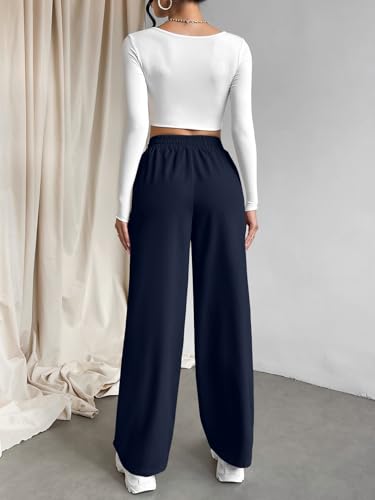 Image of Aahwan Grey Solid Oversized Wide Leg Baggy Korean Trousers for Women & Girls'