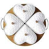 YXUANYZNB Kreative Keramik-Obstsalatplatte mit Holztablett, Wohnzimmer, weiße Herzform, kleine...