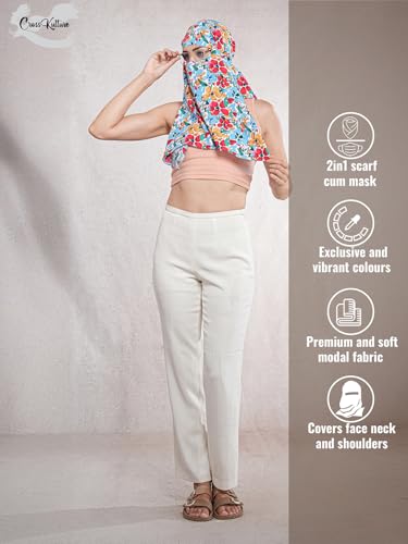 Image of Multipurpose Mask Cum Scarf for Women Cotton I Face Cover for Women I Sun Protection and Summer Wear Scarf