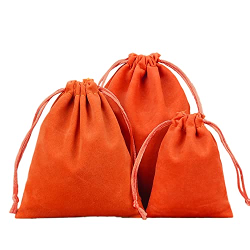 Pack of 6 Velvet Bags Jewellery Bags, Small Fabric Bags with Drawstring, Velvet Gift Bag Fabric Bags for Filling Jewellery Wedding Christmas Birthday Party Gift, 5 x 7 cm, Orange