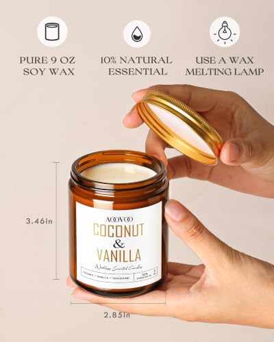 Image of AOOVOO Coconut Vanilla Wickless Candle - Candle for Warmer Lamp | with 10ml Essential Oil for Custom Aroma, Flameless Non-Toxic Soy Scented