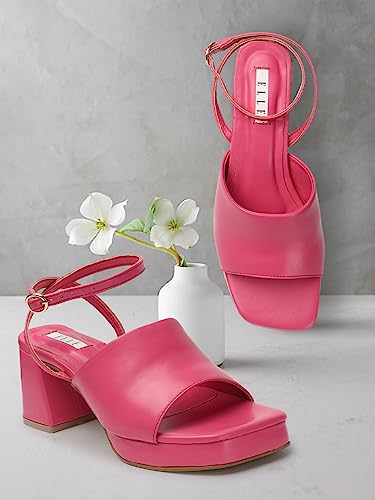 Image of ELLE Women's Block Heels Sandal with Ankle Strap
