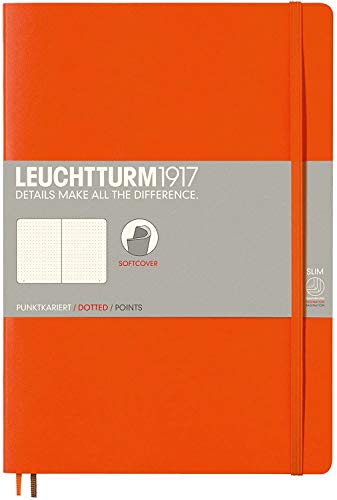 LEUCHTTURM1917 - Notebook Softcover Composition B5-123 Numbered Pages for Writing and Journaling (Dotted, Orange)